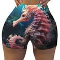 thumbnail image 2 of Uemuo Ocean Seahorse Pattern Women Workout Impact Shorts Scrunch Butt Lifting Gym Shorts Seamless Booty Biker Shorts-Small, 2 of 8