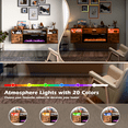 thumbnail image 4 of Waleaf 70'' Floating Fireplace TV Stand for TVs up to 80'', Wall Mounted Entertainment Center with 36'' Electric Fireplace, High Gloss Cabinet Doors and 20-Color LED Lights, 4 of 9
