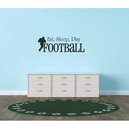 Living Room Art Eat Sleep Play Football Sports Quote Sign Car Bumper Window Banner Kids Children Boy Girl Team 10x20