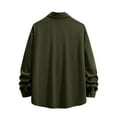 thumbnail image 5 of Resicozy Men's Corduroy Button Down Shirts Solid Color Jackets Casual Long Sleeve Lightweight Overshirts with Flap Pocket Army Green M, 5 of 5