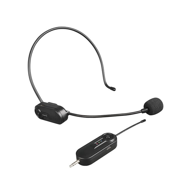 UHF Wireless Microphone Headset Mic System 50M Effective Transmission Built-in Battery 3.5mm TRRS Plug with 6.35mm TRS Adapter for Smartphone Computer Vlog Video Recording Interview Live St