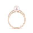 thumbnail image 2 of ANGARA Japanese Akoya Cultured Pearl Ring with Graduated Diamonds in 14K Rose Gold for Women | June Birthstone, Birthday, Anniversary, Jewelry Gift for Women | Pearl Ring, 2 of 8