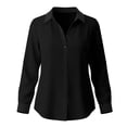thumbnail image 6 of SEROYE Women's Button Down Shirt Color Block Long Sleeve Classic Fit Collared Blouse Dressy Casual Office Work Tops (L, Black), 6 of 6
