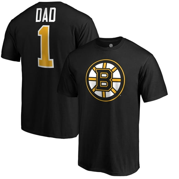 Men's Black Boston Bruins #1 Dad Logo T-Shirt