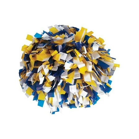 Pizzazz Royal Blue Gold White 3 Color Plastic Cheer Single Pom Pom