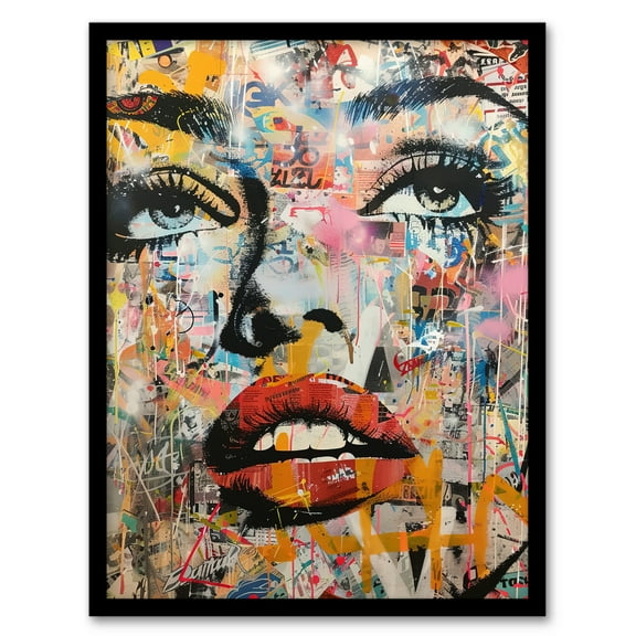 Artery8 Vintage Pop Art Portrait Street Art Graffiti Living Room Art Print Framed Poster Wall Decor 12x16 inch