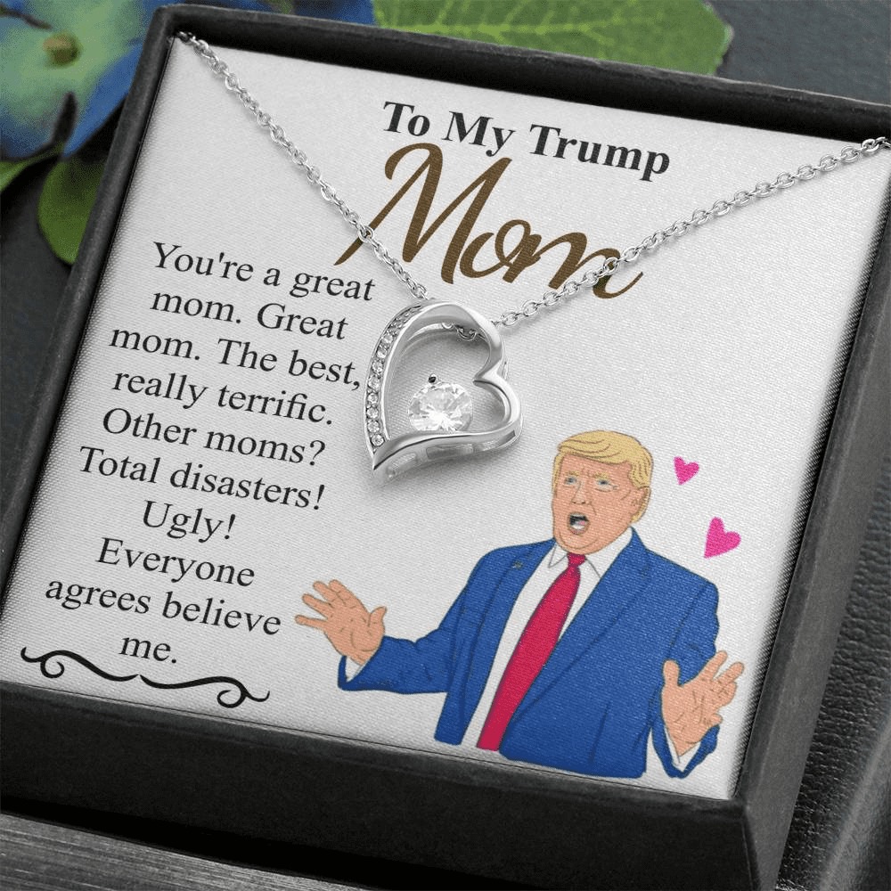 Personalized Trump Mom Mothers day gift Mommy necklace | Mothers day gift from son and daughter | Mom jewelry Cz cross