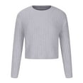 thumbnail image 1 of IROINID Pull-Over Col Rond pour Femmes Couleur Unie Casual Manches Courtes Automne et Hiver Pull Tops Chemisier, 1 of 6