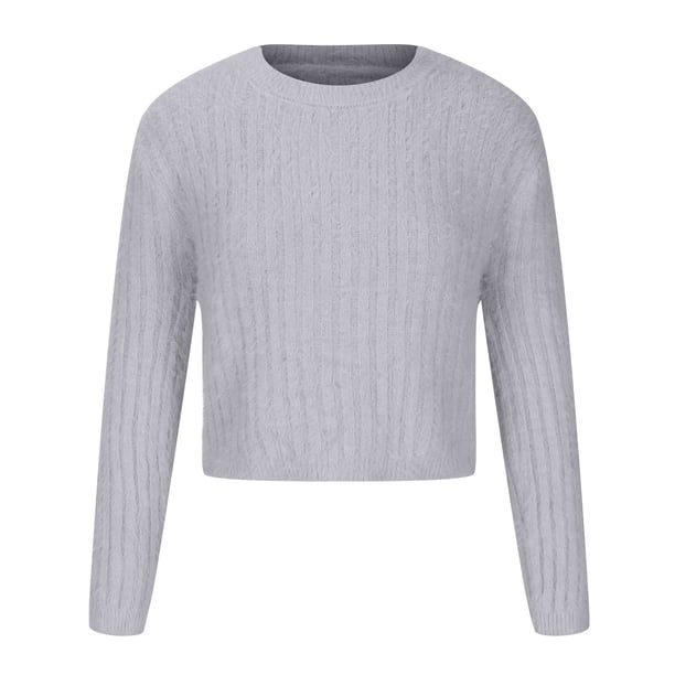 Pntutb Moda Mujer Otoño e Invierno Casual Cuello Redondo Manga Larga Color Sólido Suéter tops Blusa Pntutb Pntutb-3399