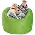 thumbnail image 3 of 3FT Bean Bag Chair Bean Bag Chairs for Adults Bean Bag with Filler Big Beanbag Chair for Gaming Large Memory Foam Bean Bags with Dutch Velet Cover for Living Room Bedroom, (36×36×24")-Lime, 3 of 15