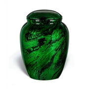 Memorials4u Fiber Glass Cremation Urn - Adult Urn -Handcrafted Light weighed Adult Funeral Urn for Ashes - Great Deal Free Velvet Bag and Ash Bag (Metallic Green)