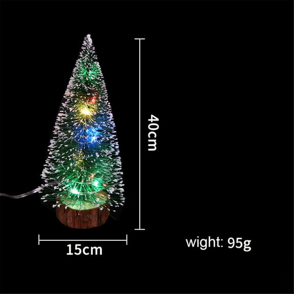 Haliyee Pre-lit Small Christmas Tree,15.7In Miniature Pine Trees Mini Xmas Tree Mini Pine Tree Multi-Color LED Lights Tabletop Christmas Tree with Wooden Base for Christmas Decorations