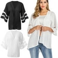 thumbnail image 2 of Women's Chiffon Kimono Cardigan 3/4 Sleeve Summer Beachwear Cover Ups Loose Blouse Tops for Go Out or Beach vacation Wear with Beachwear or Dress, 2 of 8