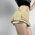 thumbnail image 5 of REALiKUN Women Mini Denim Shorts Fashion Summer Casual Solid High Waisted Pleated Ruffle Hem Jean Short Lining Skirt, 5 of 8