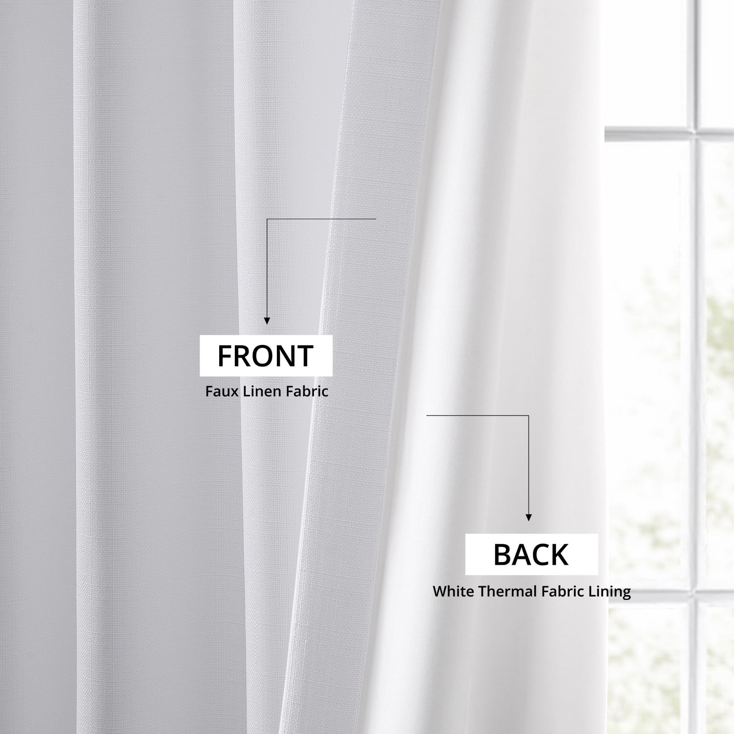 Half Price Drapes Dove White Faux Linen Room Darkening Curtains for Bedroom(1 Panel),50W X 84L