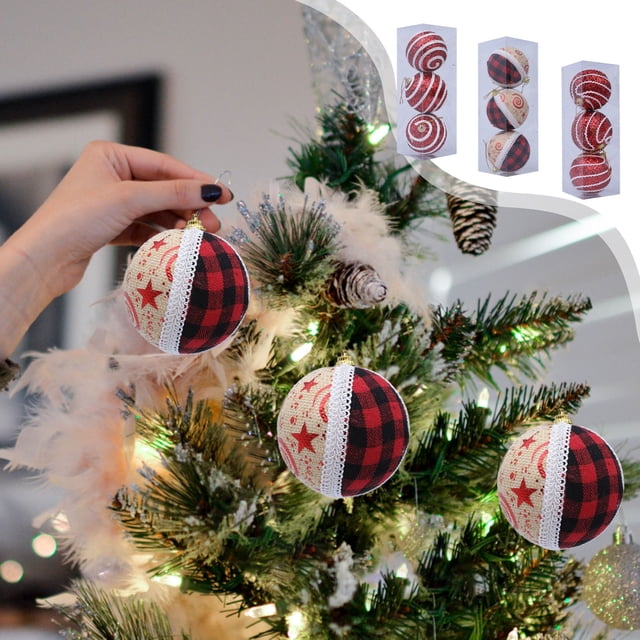 Set de 3 Bolas Navideñas de Espuma | Adornos Navideños Colgantes Multicolor para Árbol de Navidad (8 Cm) | Ligeras y Fáciles de Colgar | Ideales para El Hogar, La Oficina y Fiestas