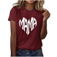thumbnail image 2 of Mother's Day T Shirts Womens Clothes Fun Love Mama Print Soft Modal Short Sleeve Tee Summer Holiday Tops Gifts for Mom (S, Wine 02), 2 of 4
