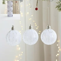 4 Pack Christmas Tree Ornaments 8cm Foam Hanging Balls in Pink White Silver for Xmas Tree Home Party Holiday Decoration