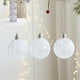 thumbnail image 1 of Adornos de bola colgantes para árbol de Navidad | Juego de bolas de espuma plástica de 8 cm | Rosa Blanco Plata | Estilos brillantes de lentejuelas brillantes | Caja de 4 | Decoración para fiestas, 1 of 6
