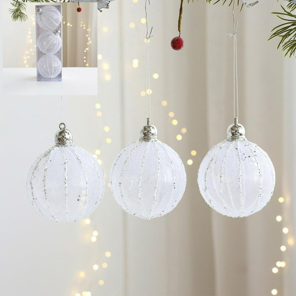 Trousse Oxford Danhjin 8CM Pendentif Arbre de Noël Boule en Plastique Boîte Décoration Boule de Noël Adaptée pour Décoration Arbre de Noël Ornements Suspendus Décoration Fête Maison