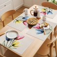 thumbnail image 5 of Colorful Tulips Placemats Set of 6, Country Flowers Non-Slip Place Mats Washable Table Mats for Kitchen Dining Table Decorations Indoor/Outdoor, 5 of 9