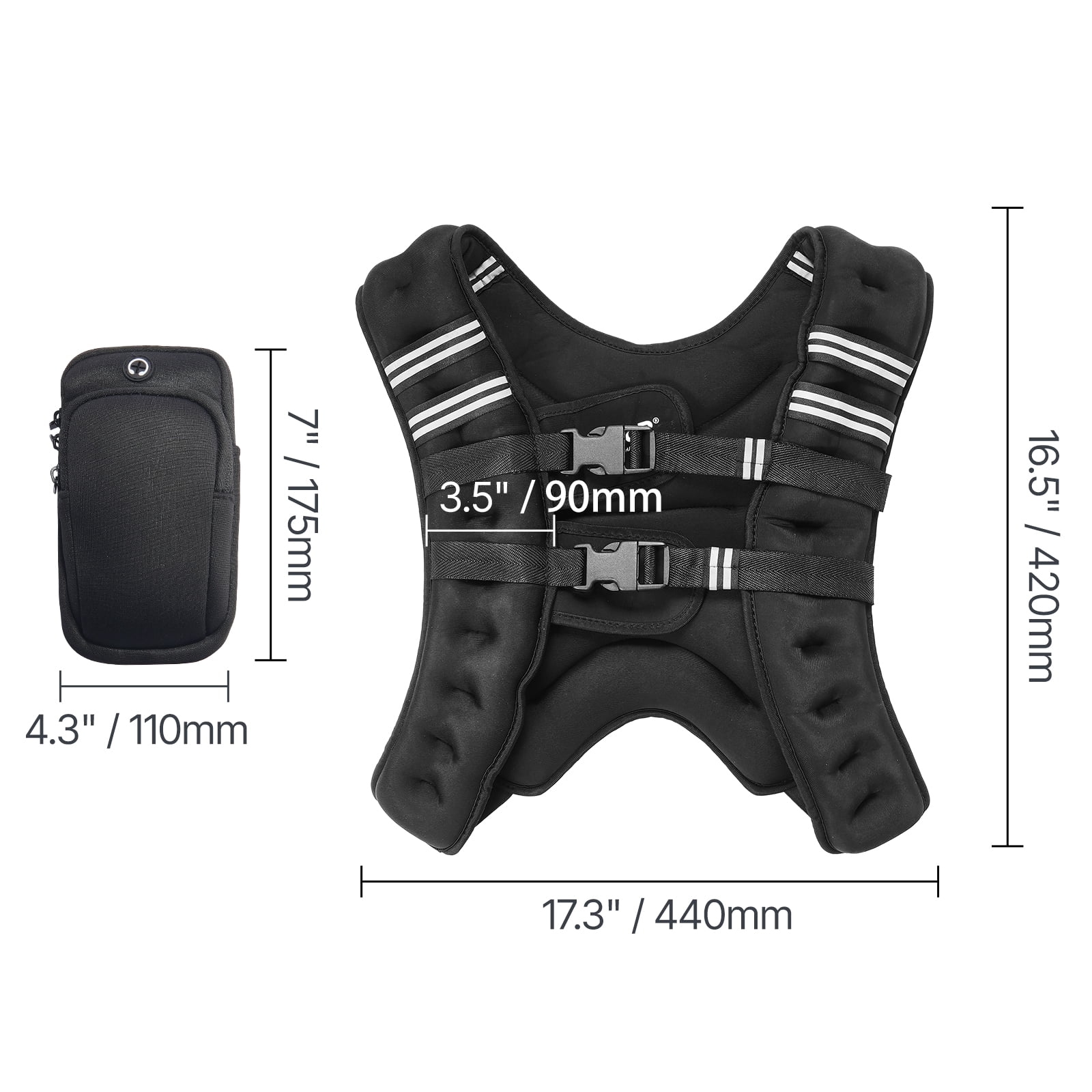 VEVOR Weighted Vest, 20 lbs Weight Vest with Reflective Stripe, Adjustable Buckle Body Weight Vest for Men Women, Workout Equipment for Strength Training, Running, Jogging, Fitness