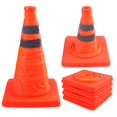 thumbnail image 1 of 4 Pack Cônes de Circulation Pliables de 15,5 Pouces pour Stationnement Routier avec Bandes Réfléchissantes et Collier, Orange, 1 of 6