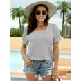 thumbnail image 5 of Womens Square Neck T Shirts Ruffle Trim Sleeve Casual Fashion Summer Tops, 5 of 5