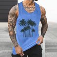 thumbnail image 2 of ZCFZJW Men's Sleeveless Workout Swim Shirts Big and Tall Regular Fit Quick Dry Running Tank Tops Summer Tropical Palm Tree Print Muscle Tees Blue S, 2 of 5