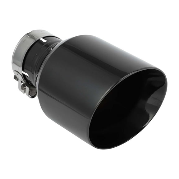 Unique Bargains 1Set Slant Exhaust Tip 2.5" Inlet 4.1" Outlet Stainless Steel Black Clamp