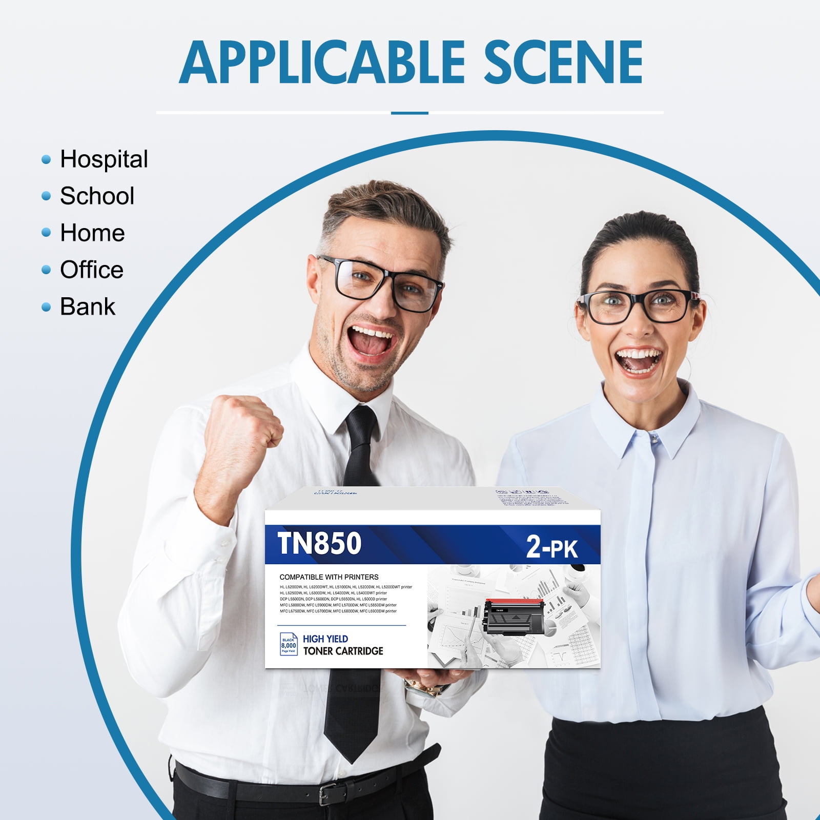TN820 TN850 High Yield Toner Cartridges Compatible for Brother TN850 TN 850 MFC-L5700DW L5850DW HL-L6200DW MFC-L5700DW MFC-L5900DW HL-L5200DW TN-850 TN820 TN 820 TN-820 Printer Ink (Black, 2-Pack)