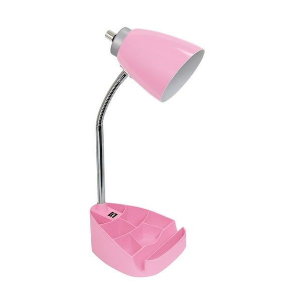 Lampe de bureau Limelights col de cygne avec support de livre pour tablette iPad et port USB, rose