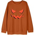 thumbnail image 2 of Chandails en Molleton Visage de Citrouille Halloween Femmes Mignon Pull Graphique Citrouille Décontracté Manches Longues Automne, 2 of 5
