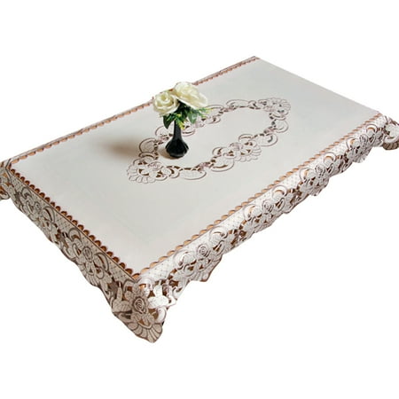

Dustproof Coffee Table Tablecloth Beige Lace Table Overlays Crochet Tablecloth White Lace Tablecloth For Rectangular Tables 108*158cm