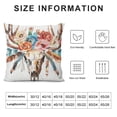 thumbnail image 5 of BANET  Antler Throw Pillow Cushion Cover, Bohemian Deer Head Skull Ornate with Roses and The Feathers Hand Drawn Art Print, Decorative Square Accent Pillow Case 20x20in, 5 of 5