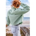 thumbnail image 2 of Green Quilted Pocketed Zip-Up Cropped Jacket, 2 of 15