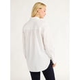 thumbnail image 3 of Free Assembly Women’s and Women's Plus Button Front Boxy Cotton Tunic Shirt with Long Sleeves, Sizes XS-4X, 3 of 6