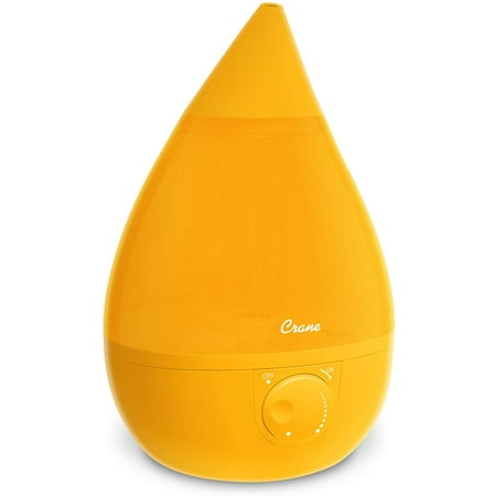 Crane Drop Ultrasonic Cool Mist Humidifier, Filter Free, 1 Gallon, 24 Hour Run Time, Whisper Quiet, for Home Bedroom Baby Nursery and Office,