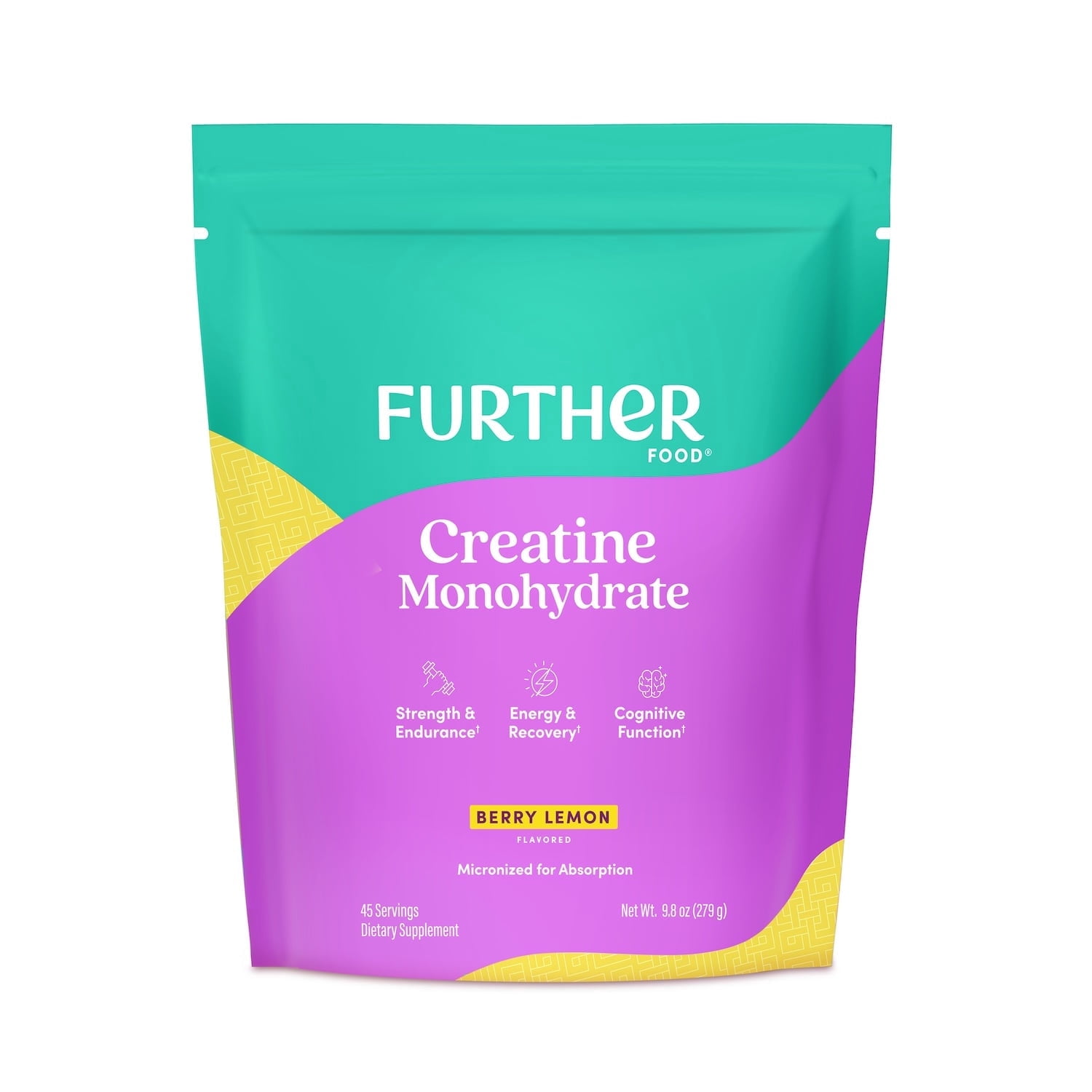 Further Food Creatine Monohydrate Powder, Berry Lemon, 45 Servings