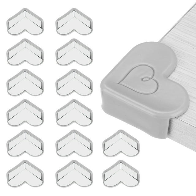 Uxcell Protecteurs d'Angle 24 Pcs Protecteurs d'Angle de Table Garde d'Angle de Meuble et Pare-Chocs de Bords (en Forme de Cœur, Gris)