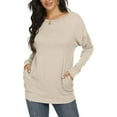 thumbnail image 3 of JuneFish Women Long Sleeve Shirts Casual Tops Dressy Blouses Loose Tunic with Pockets, 3 of 6