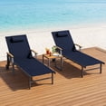 thumbnail image 4 of Harbweb Outdoor Chaise Lounge Chair Set of 2, 5-Position Adjustable Sun Tanning Chair with Pillow, Aluminum Patio Lounge Chair with Wheels & Armrests for Garden, Beach, Patio, Pool, Blue, 4 of 9