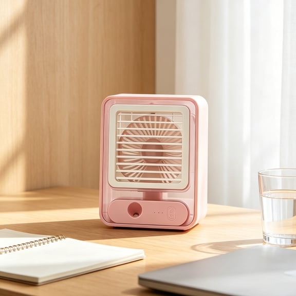 Desktop Mist Humidifier Fan USB Rechargeable Silent Compact Personal Air Circulator Adjustable Tilt Cooling Fan for Office Dorm Bedroom