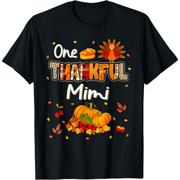 One Thankful Mimi Pumpkin Fall Autumn Turkey Thanksgiving T-Shirt