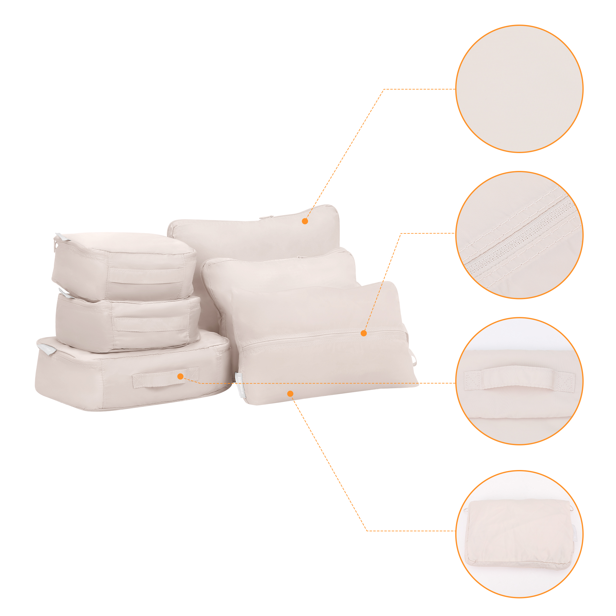 Unique Bargains 6 Set Travel Bag Toiletry Bag Lightweight Travel Accessories Beige