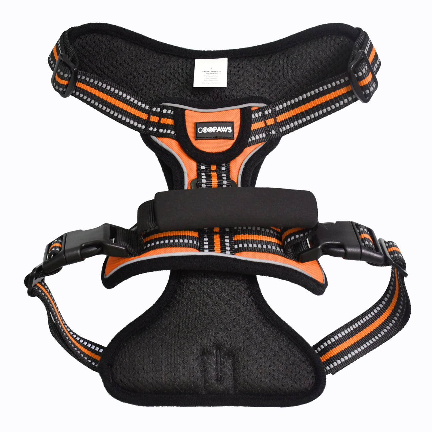 GOOPAWS Padded Reflective Dog Harness, Easy Control Lightweight Dog Harness, Adjustable Outdoor Pet Harness for Small Medium Large Dogs