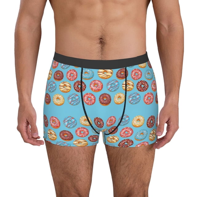 Fotbe Cute Donut Calzoncillos Tipo Boxer con Bolsa de Soporte Total para Hombre, X-Temp Fresco, Transpirable y de Secado Rápido-Small