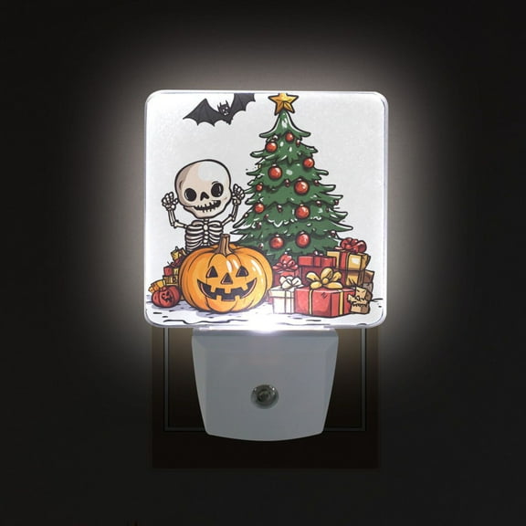 Yayeee LED Night Light for The Home Plug in With Light Sensors 2 Pack, Green Cute Halloween Trees