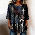 thumbnail image 2 of Womens Patriotic Shirts Loose Short Sleeve Crew Neck 4th Of July T Shirt With American Falg Print Work Tee Pullover Outfits Black XL, 2 of 4