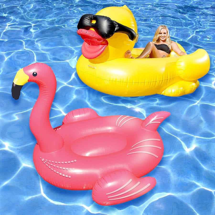Giant Flamingo and Giant Inflatable Derby Duck, 2Pack